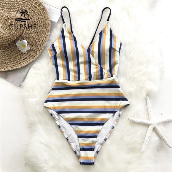 Cupshe | NWT Striped One Piece Bathing Suit - Picture 4 of 15
